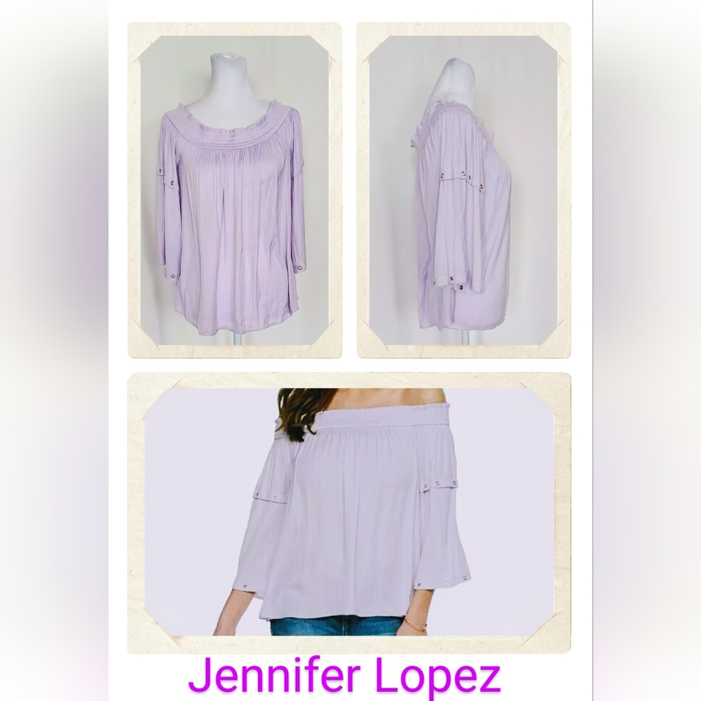 Jennifer Lopez, Lilac, Grommet-Trim, Off-Shoulder Blouse, Size XXL